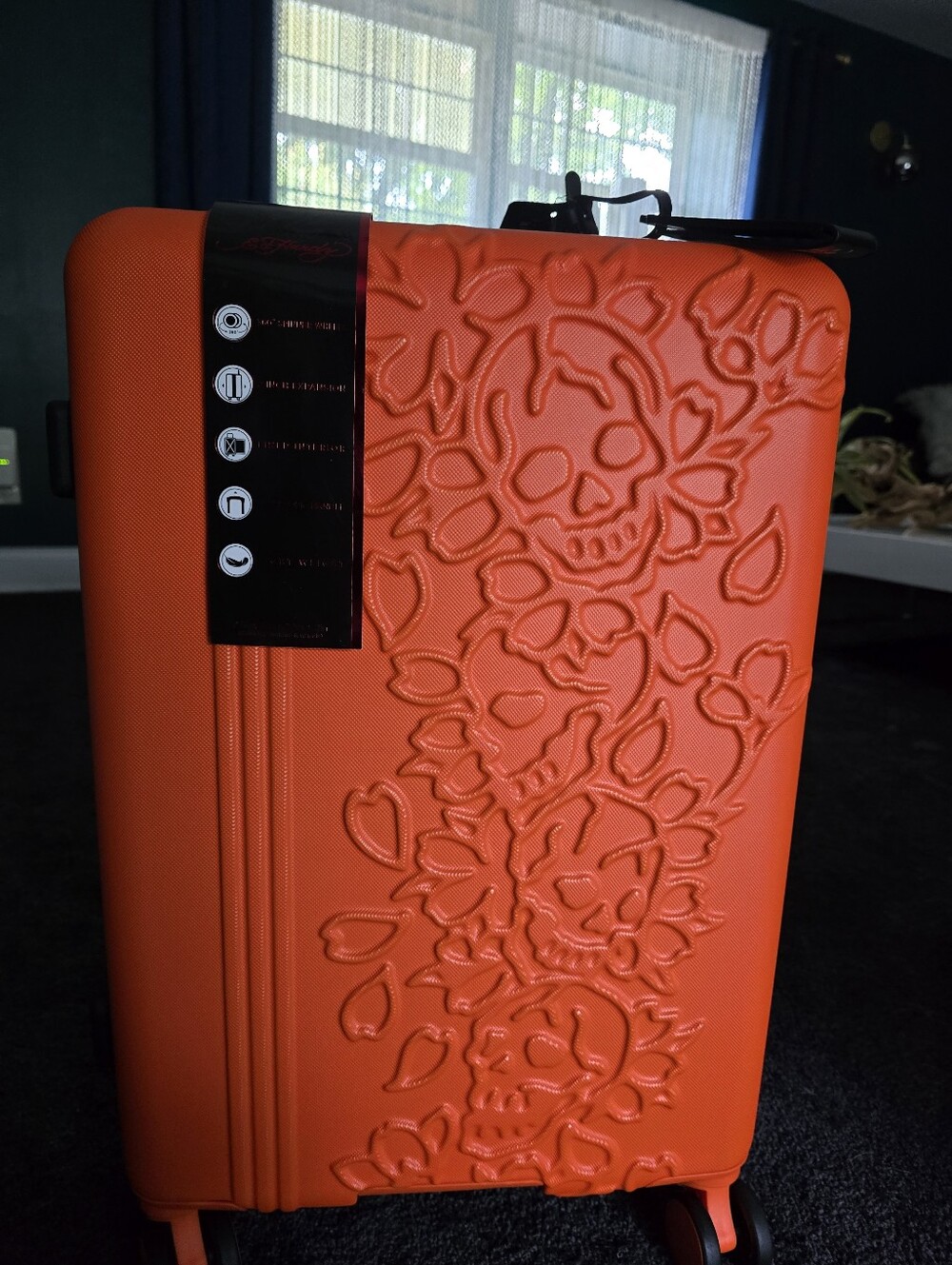 Ed Hardy Neon orange 24inch medium chacked laugage Brand new with original tags